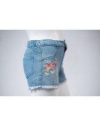 Denim Shorts With Flowers